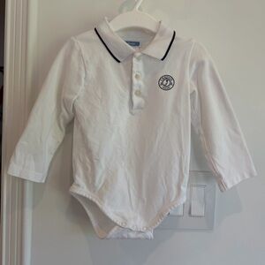 Jacadi White Polo Baby Bodysuit with Navy Trim size 18m